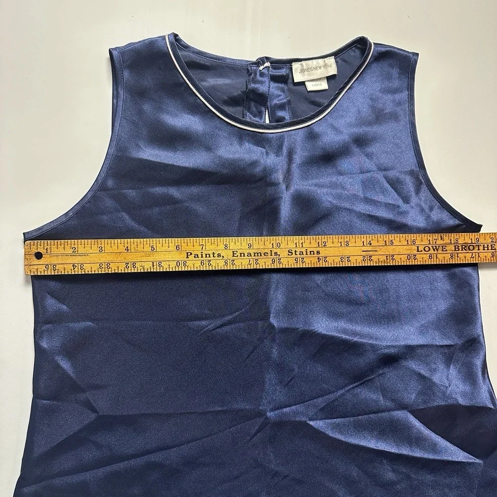Jones New York Satin Sleep Set Womens Large Navy Tank Top Pants‎ Lounge